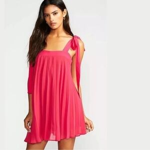 FREE PEOPLE X BACKSTAGE Andray Australia Pink Pleated Mini Dress XS EUC
